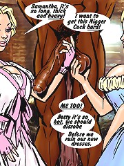 Two rich bitches wants to suck black stud's cock on this erotic toons