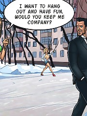 Horny sex comics whore picks up hot dude for hardcore sex fun